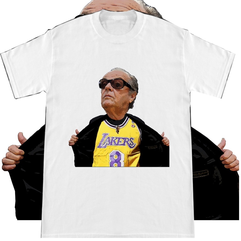 Vintage style Jack Nicholson wearing Lakers Jersey